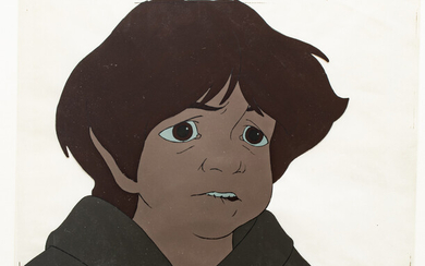"THE LORD OF THE RINGS" PRODUCTION ANIMATION CEL, C. 1978, H 9", W 9", FRODO
