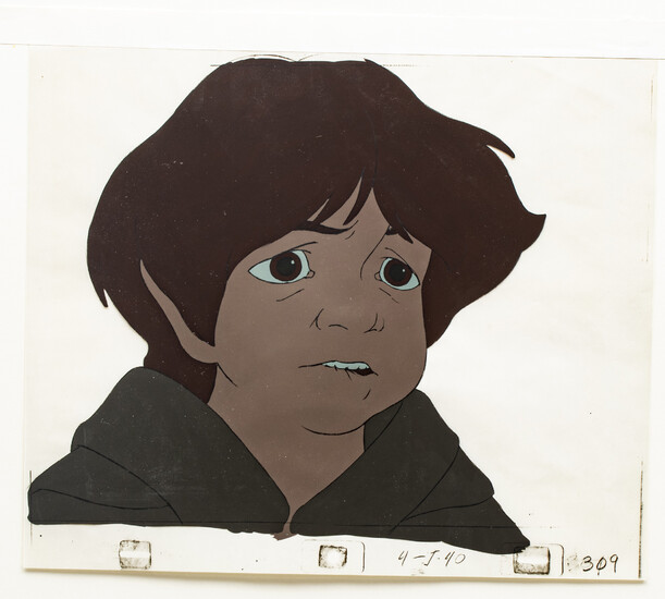 "THE LORD OF THE RINGS" PRODUCTION ANIMATION CEL, C. 1978, H 9", W 9", FRODO