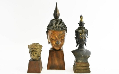THREE SOUTHEAST ASIAN BUDDHA HEADS