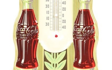 TIN COCA-COLA DOUBLE-BOTTLE THERMOMETER