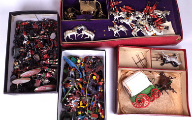 TOYS, A QUANTITY OF BRITAINS LEAD TOY SOLDIERS, A BRITAINS CORONATION COACH SET AND SUNDRY