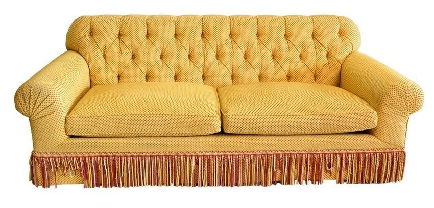 TRS Custom Upholstered Sofa, having tufted back, height