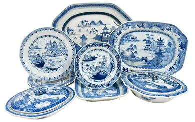 Ten Pieces Chinese Export Blue and White Porcelain