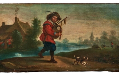 Teniers, David - Nachfolge, Dudelsackspieler mit Hund