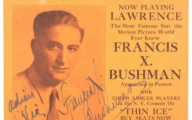 Theater handbill signed by Francis X. Bushman