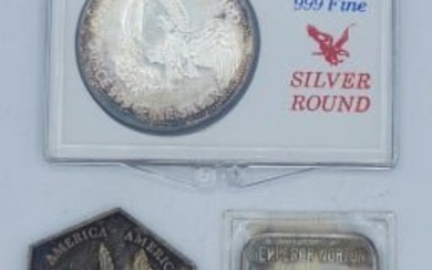 Three (3) One Troy Ounce American Silver Pieces