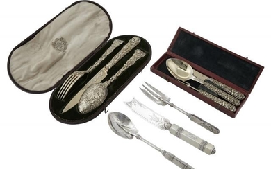 Three Sterling Silver and Silver-Gilt Child's Flatware Sets