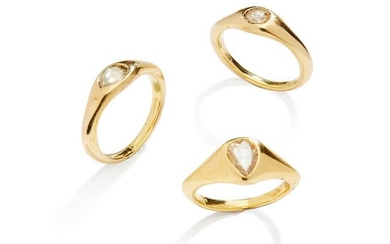 Three diamond-set rings