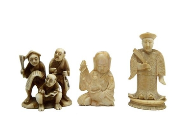 Three small sculptures with an oriental subject