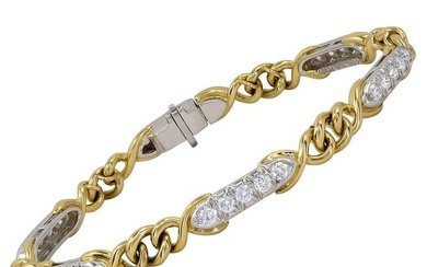 Tiffany & Co. Diamond Yellow Gold Chain Link Bracelet