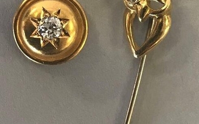 Tiffany & Co Diamond & 18K Gold Stud + Owl Pin