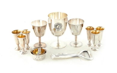 Tiffany & Co silver drinking vessels and bottle opener (11pcs)