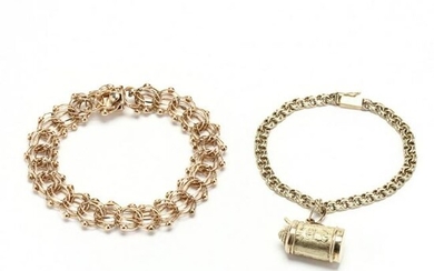 Two 14KT Gold Bracelets and a Charm