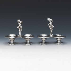 Two French 950 Sterling Silver Individual Salt Cellars, by Odiot A Paris
