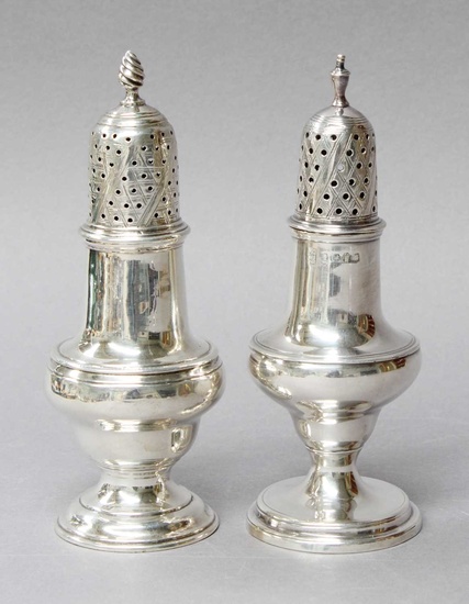Two George III Silver Pepperettes, One Possibly by Samuel Meriton,...
