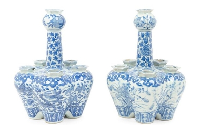 Two Similar Chinese Blue and White Porcelain Tulip