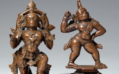 Two South Indian copper alloy figures of Hanuman. 19th/20th century