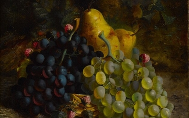 Two Still Life Paintings: Fruit and White Anemones, John William Hill