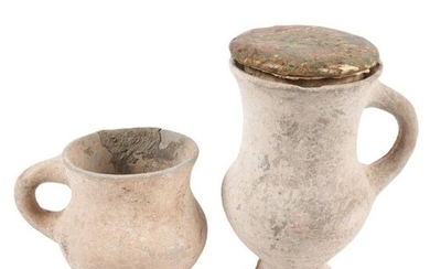 Two ancient Chinese terracotta earthenware pottery