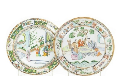 Two figural plates in Chinese porcelain, Minguo