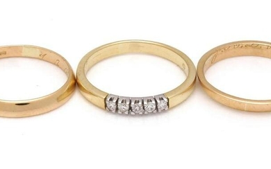 Two-tone gold row ring
