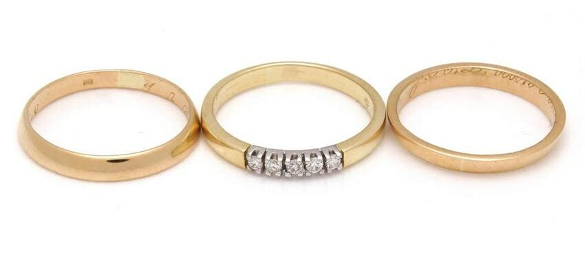 Two-tone gold row ring