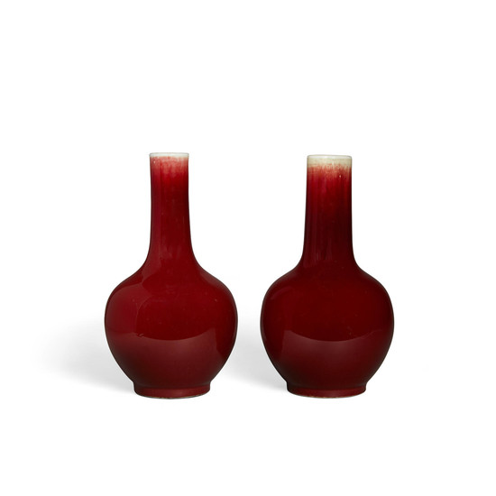 Two transmutation red stick neck vases