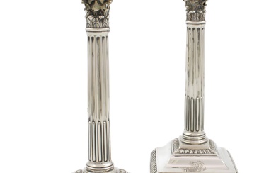Une paire de chandeliers en argent de George III, par Peter Werritzer, Londres 1767, forme...