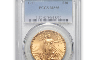 United States 1925 St. Gaudens $20 Double Eagle Gold Coin.