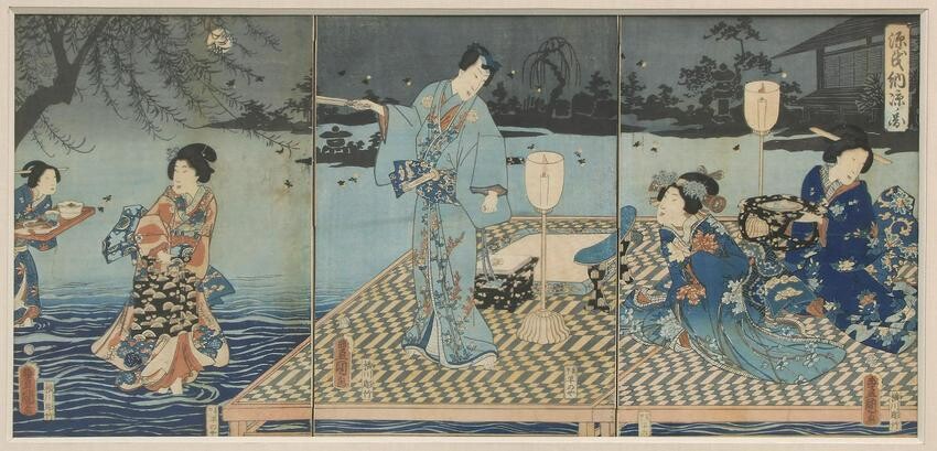 Utagawa Hiroshige (JAPANESE, 1797â€“1858) Triptych