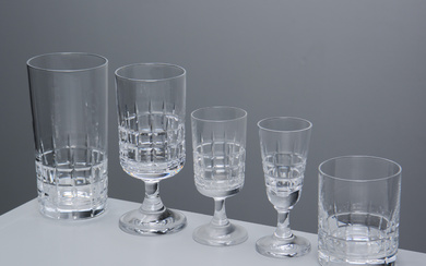 VICKE LINDSTRAND. Glass tableware, “City”, Kosta, (56 pieces).