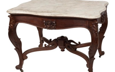 VICTORIAN TURTLE-TOP TABLE Mid-19th Century Height 29". Top 49.5" x 30".