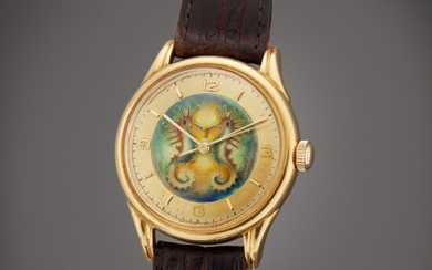 Vacheron Constantin A rare yellow gold wristwatch with cloisonné enamel dial, Circa 1950 | 江詩丹頓 罕有黃金腕錶配掐絲琺瑯錶盤，製作年份約 1950