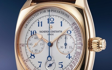 Vacheron Constantin, Ref. 5300S An attractive pink gold single-button chronograph wristwatch with power reserve indication, pulsometer dial, certificate and box, number 36 of a 260 piece limited edition