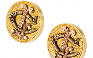 Victorian Gold Cuff Links Metal: 10k rose and y