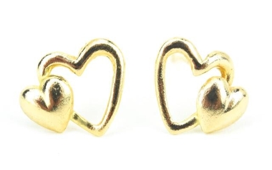 Vintage 14kt Yellow Gold Heart Motif Earrings