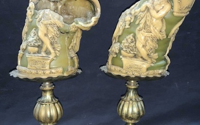 Vintage Cast Brass Cherub Candlesticks