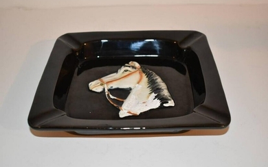 Vintage Ceramic Ashtray Horse Design 4 Rest Trinket Dish USA missing some ceramic