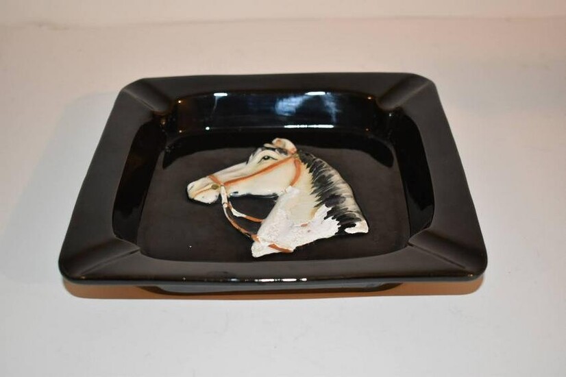 Vintage Ceramic Ashtray Horse Design 4 Rest Trinket Dish USA missing some ceramic