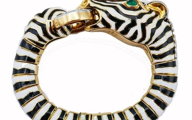 Vintage David Webb 18k Gold Zebra Bangle Bracelet