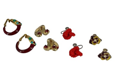 Vintage Designer "Richelieu" Enamel Earrings, Enameled Pansy Earrings and More