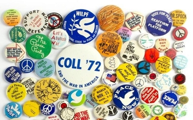 Vintage Lot of 70 Vietnam Protest Peace Buttons