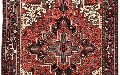 Vintage Traditional Geometric 8X11 Heriz Oriental Area Rug Farmhouse Boho Carpet