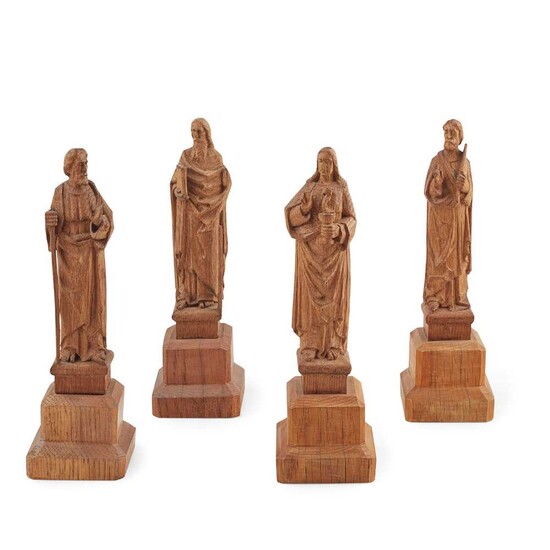 WILLIAM AND ALEXANDER CLOW, EDINBURGH (ATTRIBUTED MAKERS) GROUP OF FOUR ARTS & CRAFTS FIGURES, CIRCA 1915