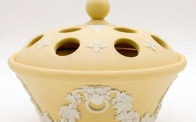Wedgwood Yellow Jasperware Potpourri Jar, Lion