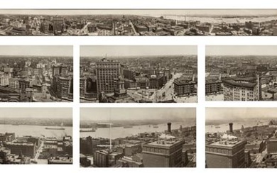 William Henry Jackson (American, 1843-1942) Gelatin Silver Print Ca. 1991, "Panorama of Detroit", H 10" W 96"