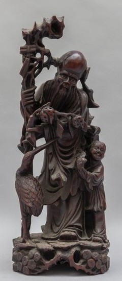 Wise man figure, wood carving, China sec.XIXh
