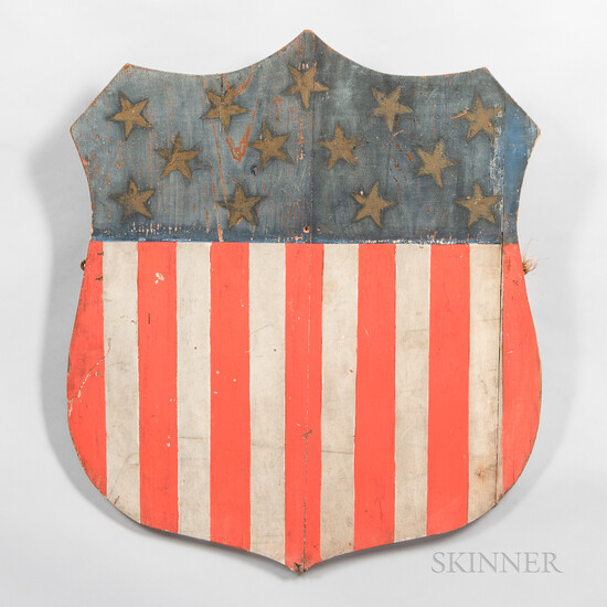 Wood-painted Stars and Striped Shield