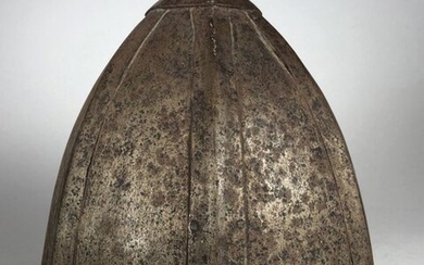 Wrought iron conical helmet. Stamp reinforced with seven longitudinal ribs.