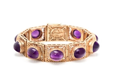 YELLOW GOLD AND AMETHYST BRACELET